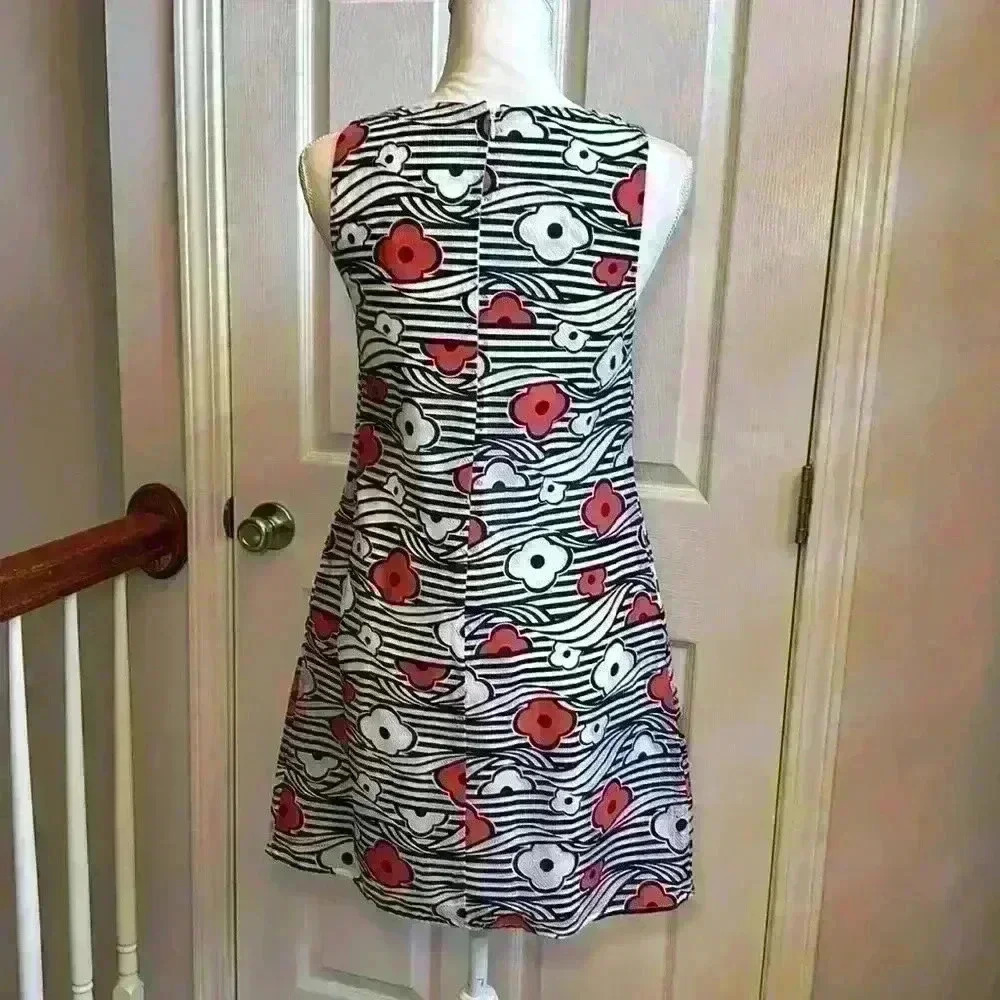 Kaari Blue NWT Navy Blue, White & Pink Floral Sleeveless Sheath Dress Women Sz 2 - Picture 5 of 14